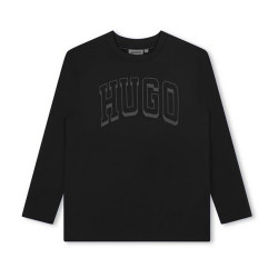 T-SHIRT NOIR MANCHES LONGUES HUGO ENFANT AVEC LOGO IMPRIMÉ