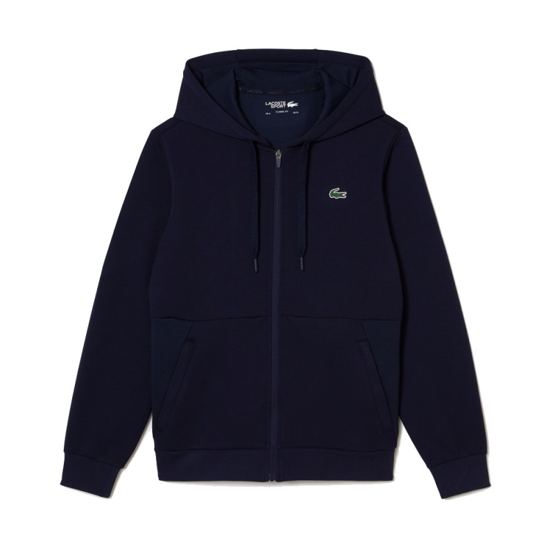 SWEATSHIRT SPORTSUIT ZIPPÉ LACOSTE A EMPIÈCEMENTS EN MESH BLEU MARINE