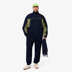 SWEATSHIRT ZIPPÉ LACOSTE LOOSE FIT EN PIQUÉ BLEU MARINE