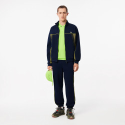 SWEATSHIRT ZIPPÉ LACOSTE LOOSE FIT EN PIQUÉ BLEU MARINE