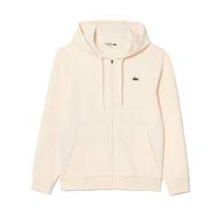 SWEATSHIRT SPORTSUIT ZIPPÉ LACOSTE A EMPIÈCEMENTS EN MESH ÉCRU