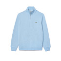 SWEATSHIRT ZIPPÉ LACOSTE INTERLOCK COL MONTANT BLEU PASTEL