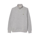 SWEATSHIRT ZIPPÉ LACOSTE INTERLOCK COL MONTANT GRIS