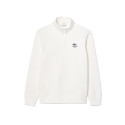 SWEATSHIRT LACOSTE BLANC COL MONTANT ZIPPÉ IMPRIMÉ