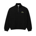 SWEATSHIRT LACOSTE NOIR COL ZIPPÉ LOOSE FIT AVEC BADGE