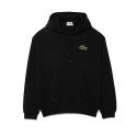 SWEATSHIRT À CAPUCHE NOIR LACOSTE LOOSE FIT AVEC BADGE