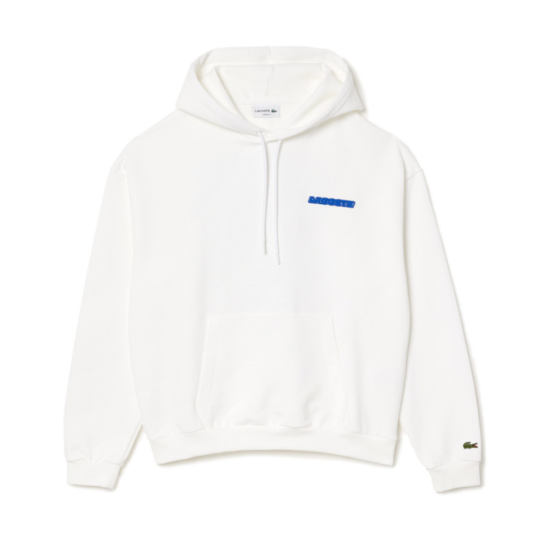 SWEATSHIRT À CAPUCHE LACOSTE LOOSE FIT IMPRIMÉ BLANC