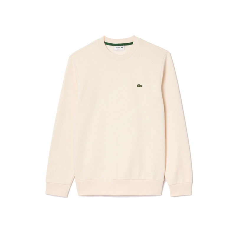 SWEATSHIRT HOMME LACOSTE EN MOLLETTON GRATTÉ DE COTON BIOLOGIQUE BLANC CASSÉ