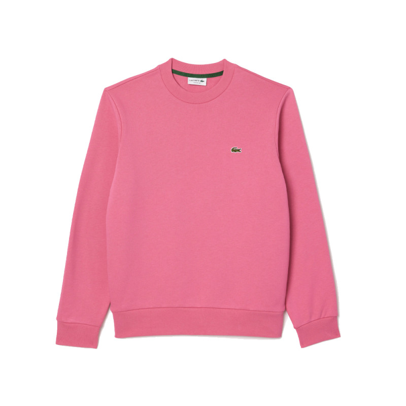 SWEATSHIRT HOMME LACOSTE EN MOLLETTON GRATTÉ DE COTON BIOLOGIQUE ROSE FONCÉ