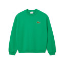 SWEATSHIRT LACOSTE VERT LOOSE FIT MOLLETON AVEC BADGE