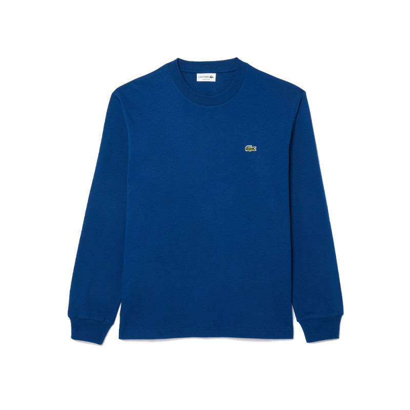 T-SHIRT LACOSTE BLEU MANCHES LONGUES EN JERSEY DE COTON