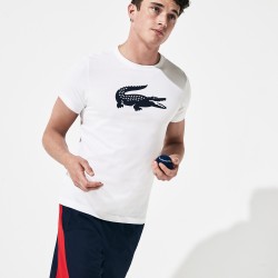 T-shirt Tennis Lacoste SPORT blanc/bleu crocodile oversize