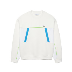 SWEATSHIRT LACOSTE BLANC LOOSE FIT EN PIQUÉ