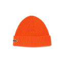 BONNET COTELÉ LACOSTE EN LAINE UNI ORANGE P40