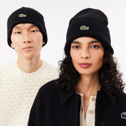 BONNET UNISEXE LACOSTE EN LAINE NOIRE