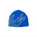 BONNET EN LAINE JACQUARD AVEC CROCODILE LACOSTE BLEU