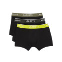 LOT DE 3 BOXERS NOIRS LACOSTE AVEC CEINTURE CONTRASTÉE JAUNES