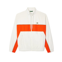 VESTE SPORTSUIT COURTE DÉPERLANTE LACOSTE BLANCHE ET ORANGE