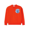 PULL LAINE JACQUARD LACOSTE ORANGE INTARSIA MOTIF FLEUR