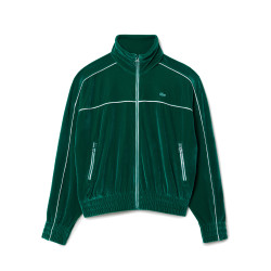 SWEATSHIRT LACOSTE OVERSIZE ZIPPÉ VELOURS VERT FONCÉ