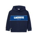 SWEATSHIRT LACOSTE ENFANT MOLLETON BLEU IMPRIMÉ CONTRASTÉ