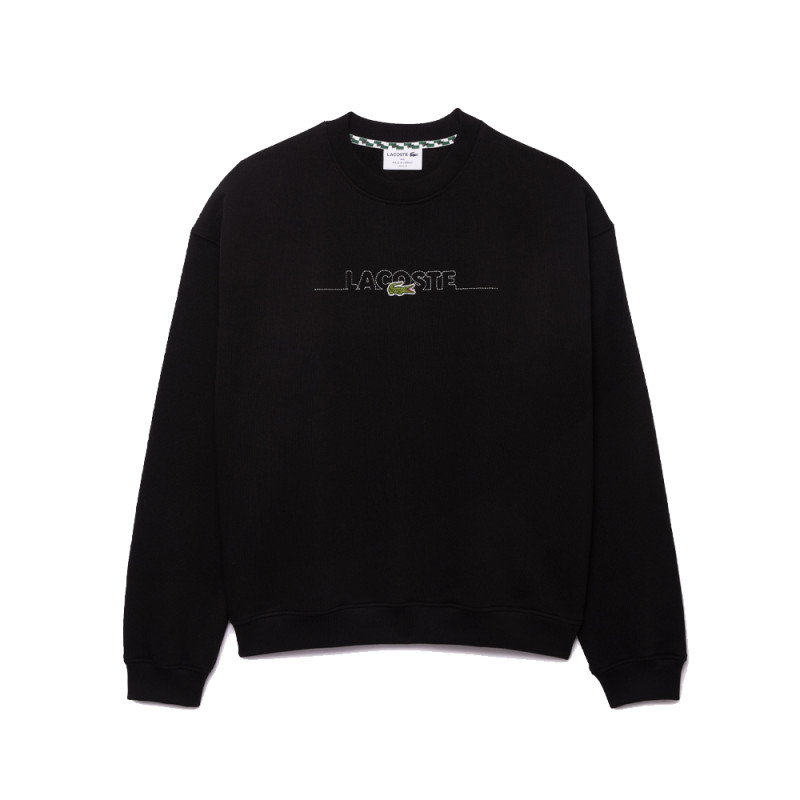 SWEATSHIRT NOIR LACOSTE LOOSE FIT FABRIQUÉ EN FRANCE