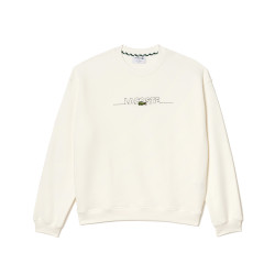 SWEATSHIRT BLANC LACOSTE LOOSE FIT FABRIQUÉ EN FRANCE