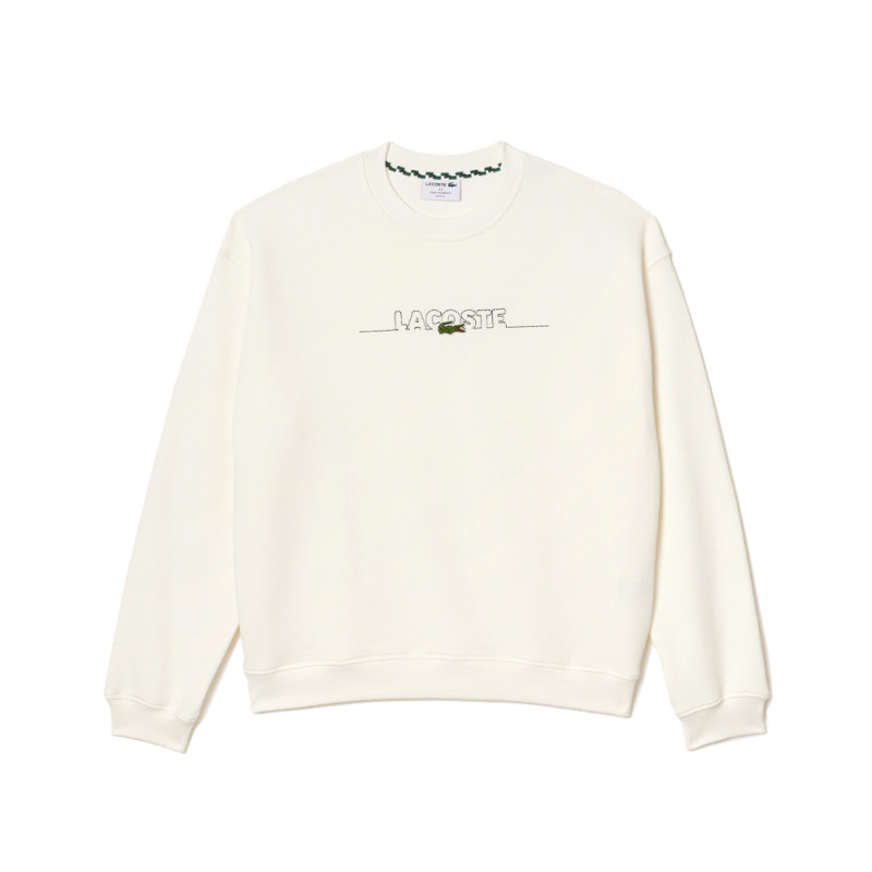 SWEATSHIRT BLANC LACOSTE LOOSE FIT FABRIQUÉ EN FRANCE