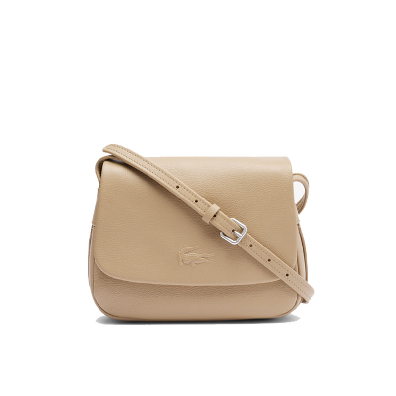 SAC À RABAT CITY COURT LACOSTE EN CUIR GRAINÉ BEIGE