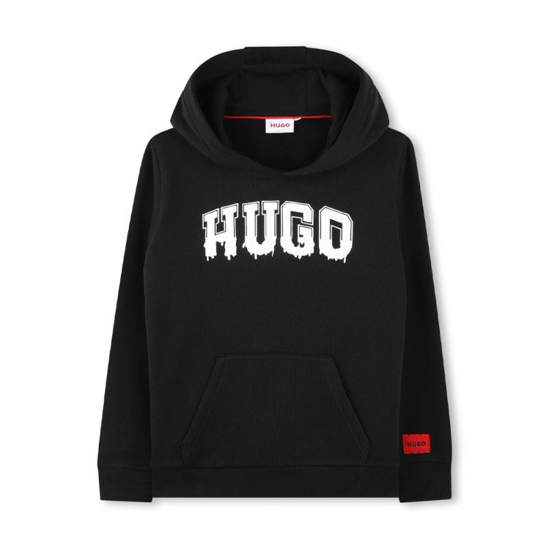 SWEATSHIRT À CAPUCHE NOIR AVEC IMPRIMÉ HUGO POUR ENFANT