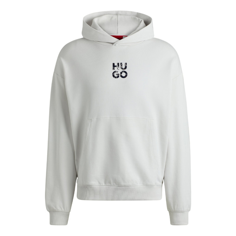 SWEAT À CAPUCHE OVERSIZE BLANC EN COTON ÉPONGE AVEC LOGO SUPERPOSÉ HUGO DIRIDOVERO