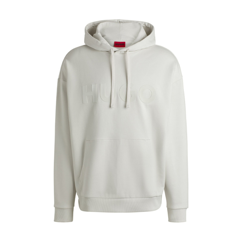 SWEAT À CAPUCHE OVERSIZE BLANC EN MOLLETON DE COTON AVEC LOGO TON SUR TON HUGO DITCHLE