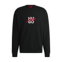 SWEATSHIRT RELAXED FIT NOIR EN COTON ÉPONGE AVEC DOUBLE LOGO HUGO DIOGONTY