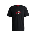 T-SHIRT RELAXED EN JERSEY DE COTON NOIR À DOUBLE LOGO HUGO DIONGNY