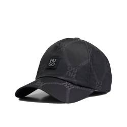 CASQUETTE NOIRE HYDROFUGE À CINQ PANNEAUX AVEC LOGOS SUPERPOSÉS HUGO JUDE-N-CH