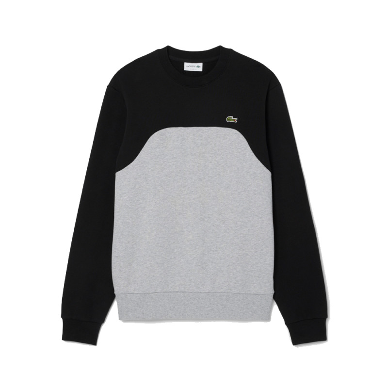 SWEATSHIRT LACOSTE EN MOLLETON DE COTON COLOR-BLOCK GRIS ET NOIR