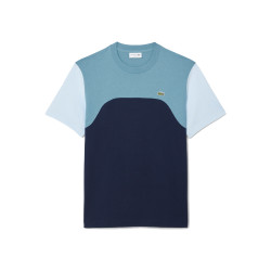 T-SHIRT LACOSTE COLOR-BLOCK JERSEY DE COTON BLEU