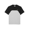 T-SHIRT LACOSTE COLOR-BLOCK JERSEY DE COTON NOIR ET GRIS