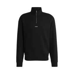 SWEAT NOIR EN MOLLETON DE COTON À ENCOLURE ZIPPÉE ET LOGO IMPRIMÉ HUGO DURTY244