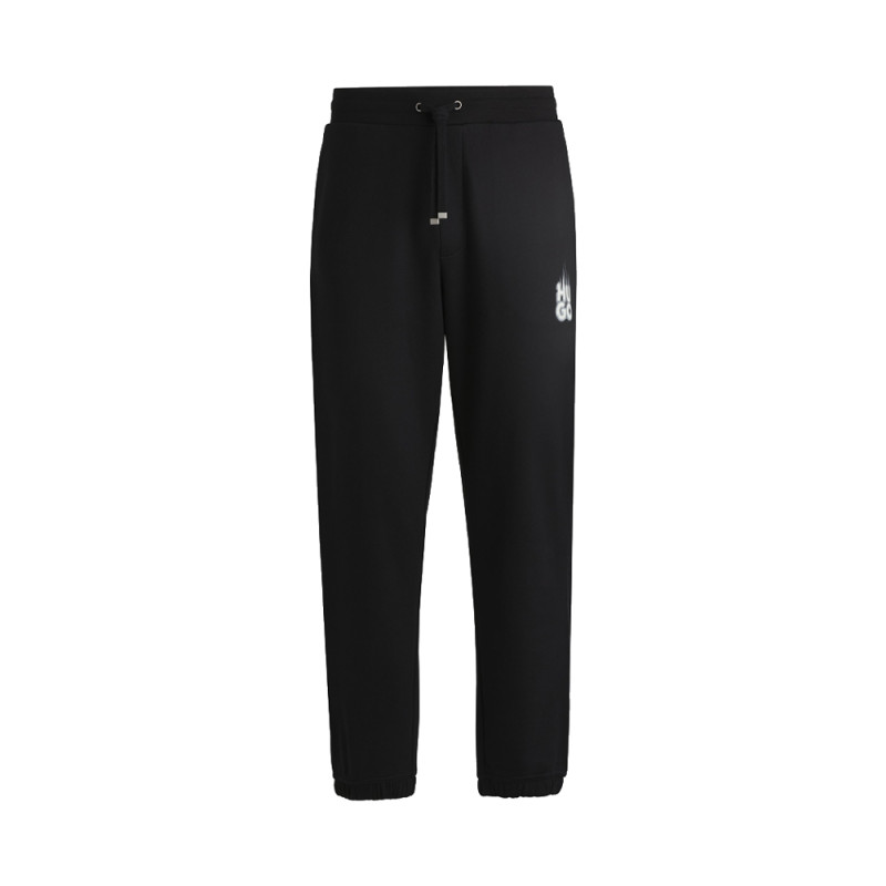 PANTALON DE SURVÊTEMENT NOIR EN COTON ÉPONGE AVEC LOGO FUMÉ HUGO DILBERO