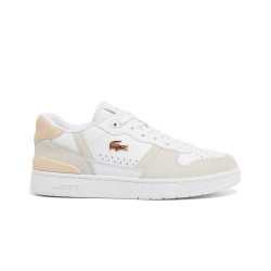 BASKETS BLANCHES ET ROSES LACOSTE T-CLIP SET EN CUIR FEMME