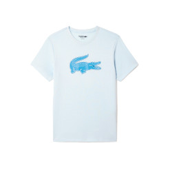 T-SHIRT LACOSTE SPORT BLEU CLAIR EN JERSEY RESPIRANT IMPRIMÉ CROCODILE 3D